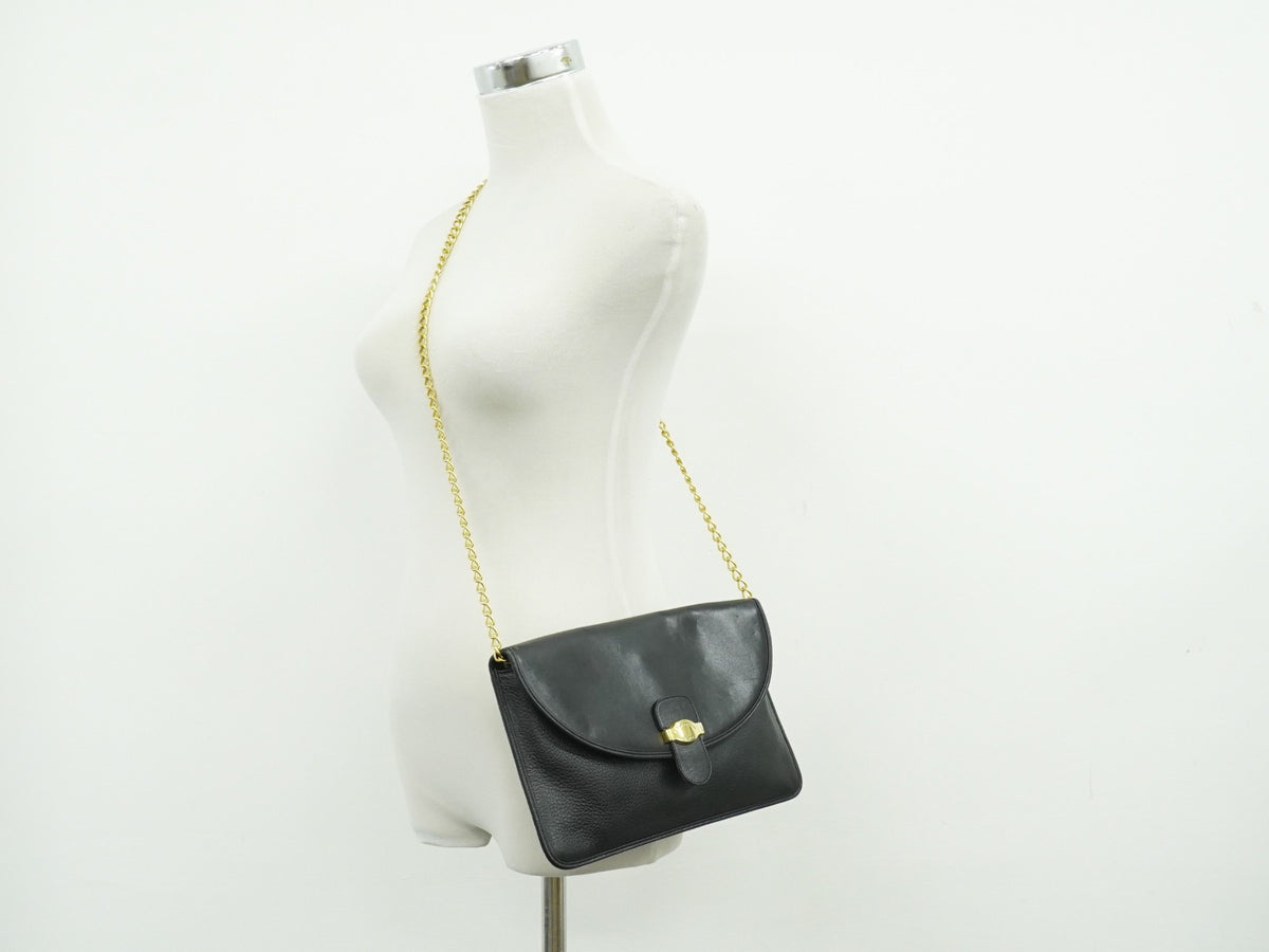 Christian Dior Shoulder Leather, Black, Leather, Shoulder Bag