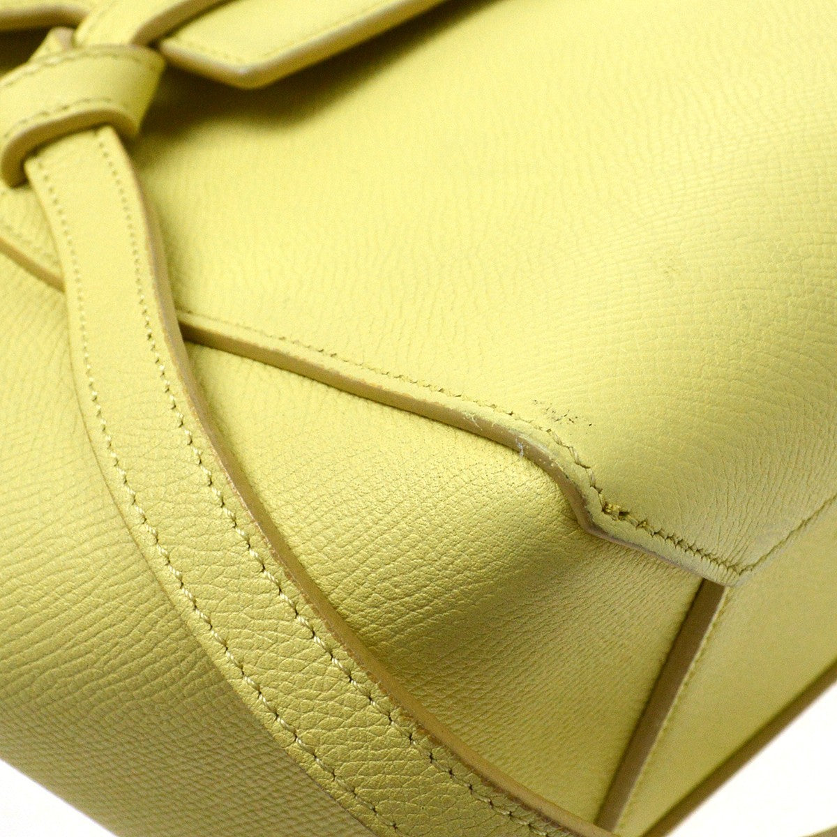 Celine Belt Leather, Yellow, Leather, Handbag