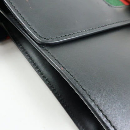 Gucci Sylvie Leather, Black, Leather, Shoulder Bag