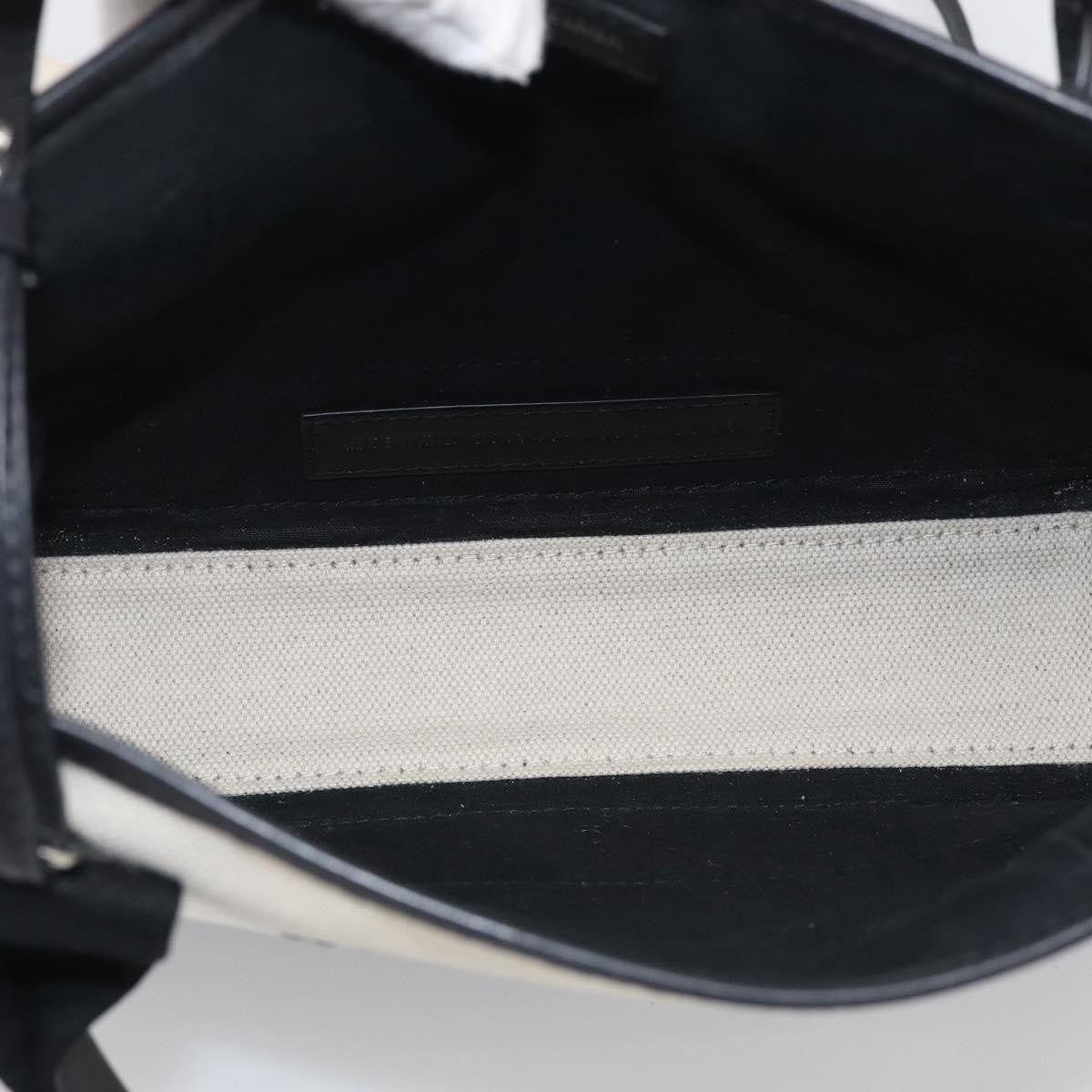 Balenciaga Navy Cabas Canvas with Leather, White, Canvas, Tote Bag