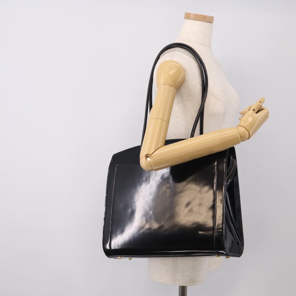 Celine Tote Leather, Black, Patent Leather, Tote Bag