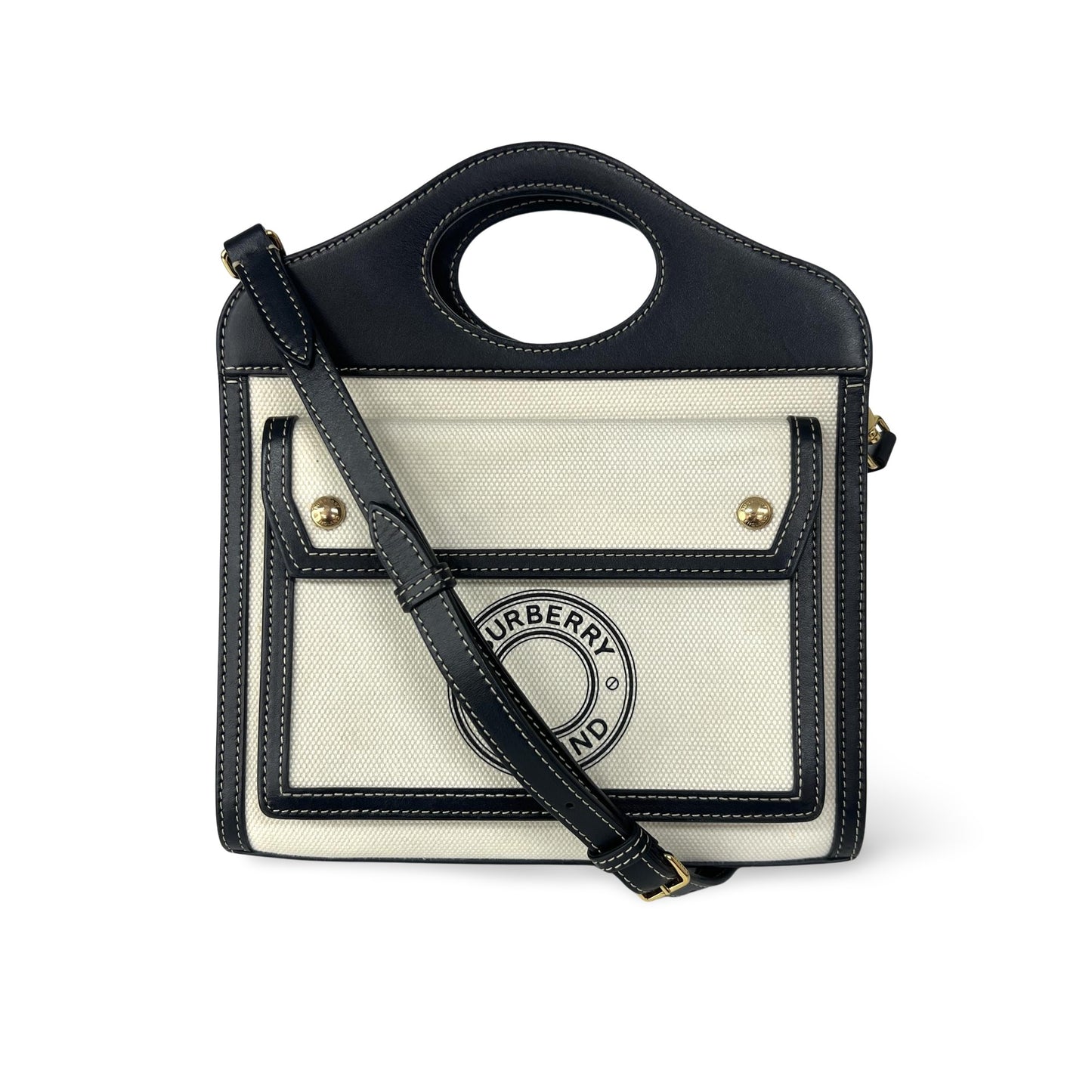 Burberry Pocket Bag Check Canvas and Leather, Beige, Canvas, Clutch