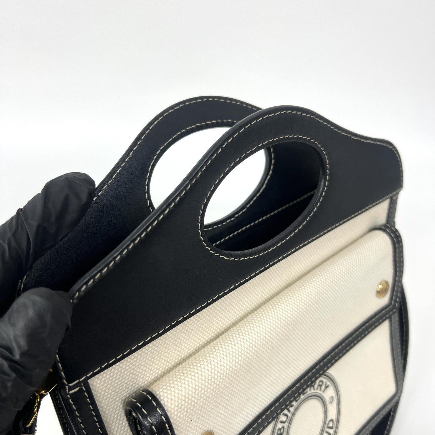 Burberry Pocket Bag Check Canvas and Leather, Beige, Canvas, Clutch