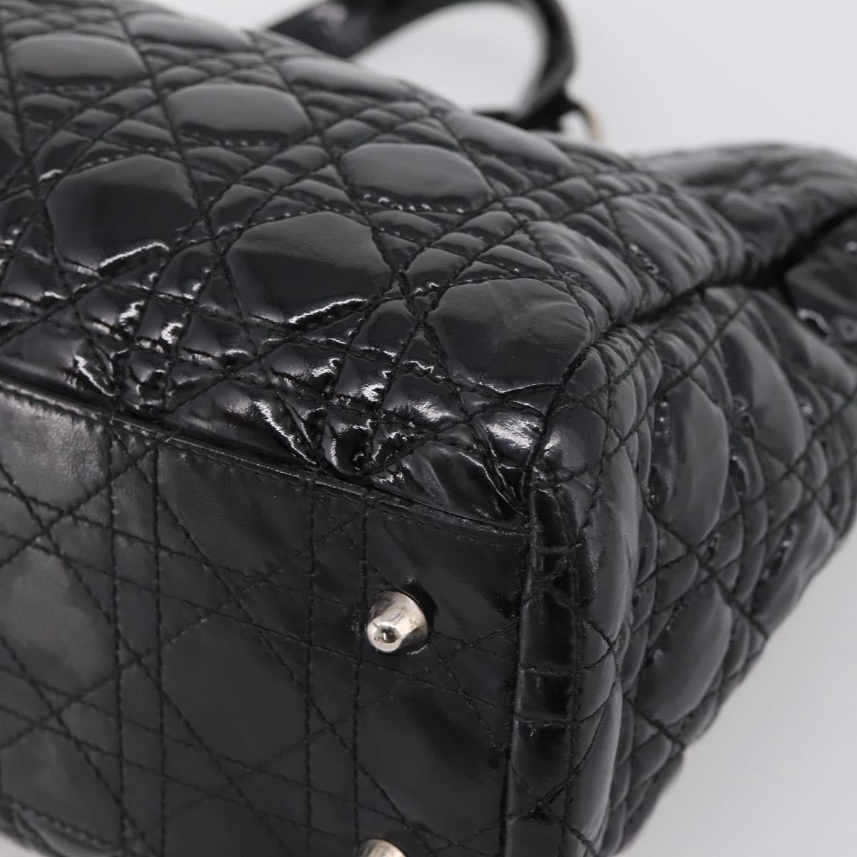Christian Dior Soft Chain Cannage Quilt Patent, Black, Patent Leather, Tote Bag