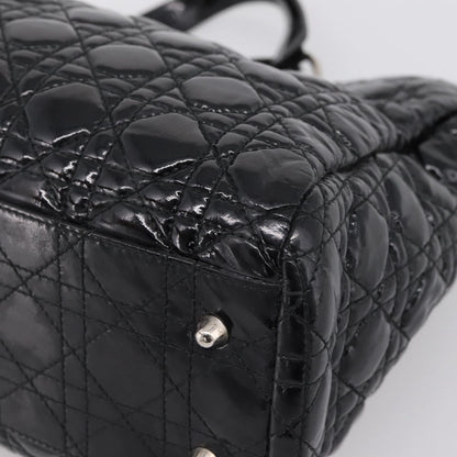 Christian Dior Soft Chain Cannage Quilt Patent, Black, Patent Leather, Tote Bag