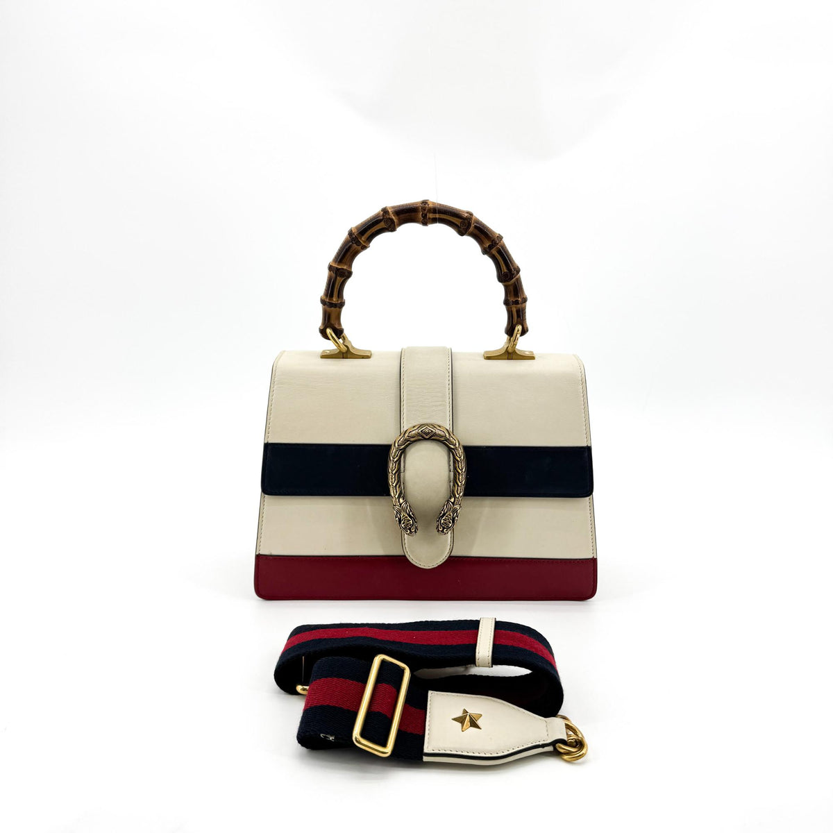 Gucci Dionysus Bamboo Top Handle Colorblock Leather, Brown, Leather, Handbag