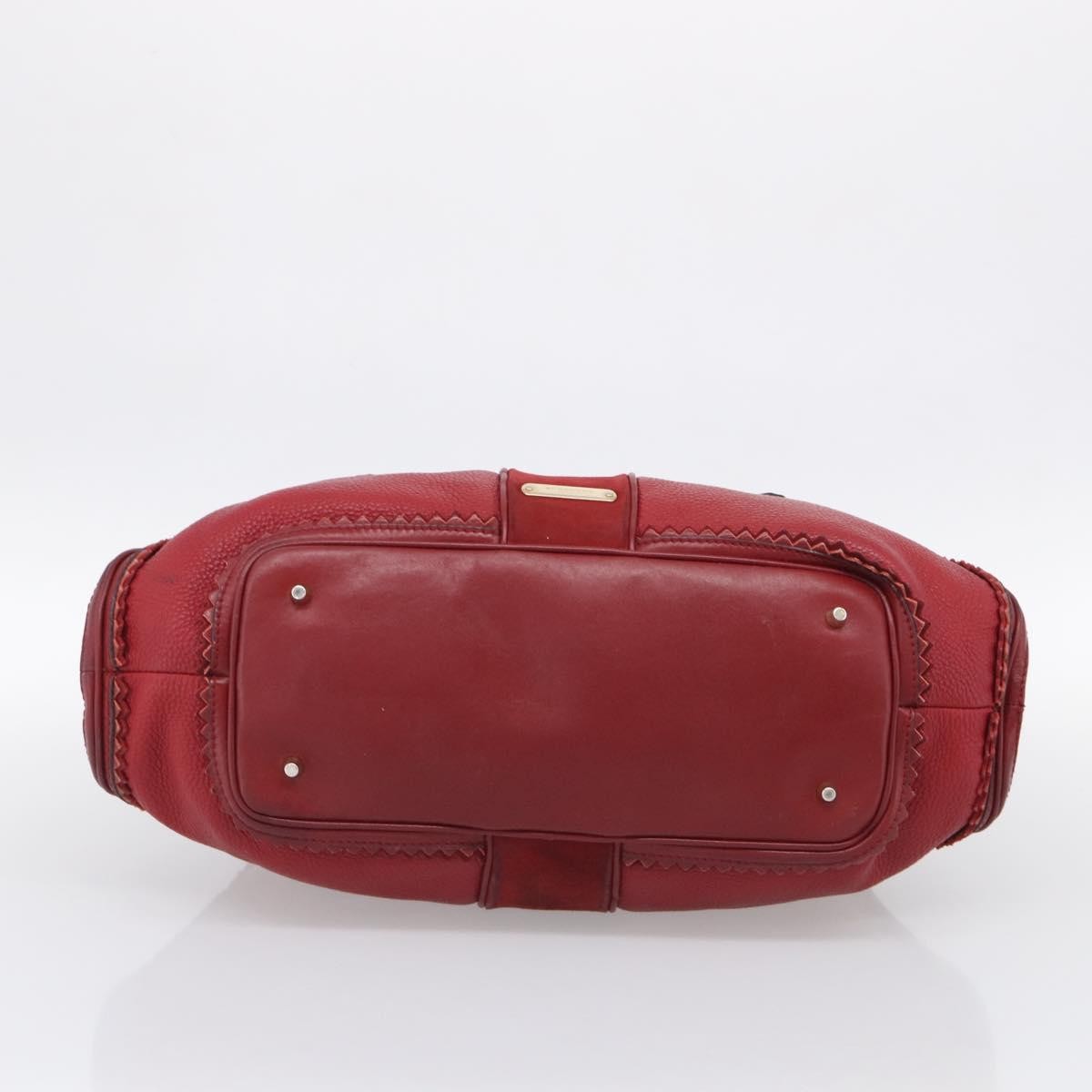 Burberry Hedwig Bowler Leather with Suede, Red, Leather, Handbag