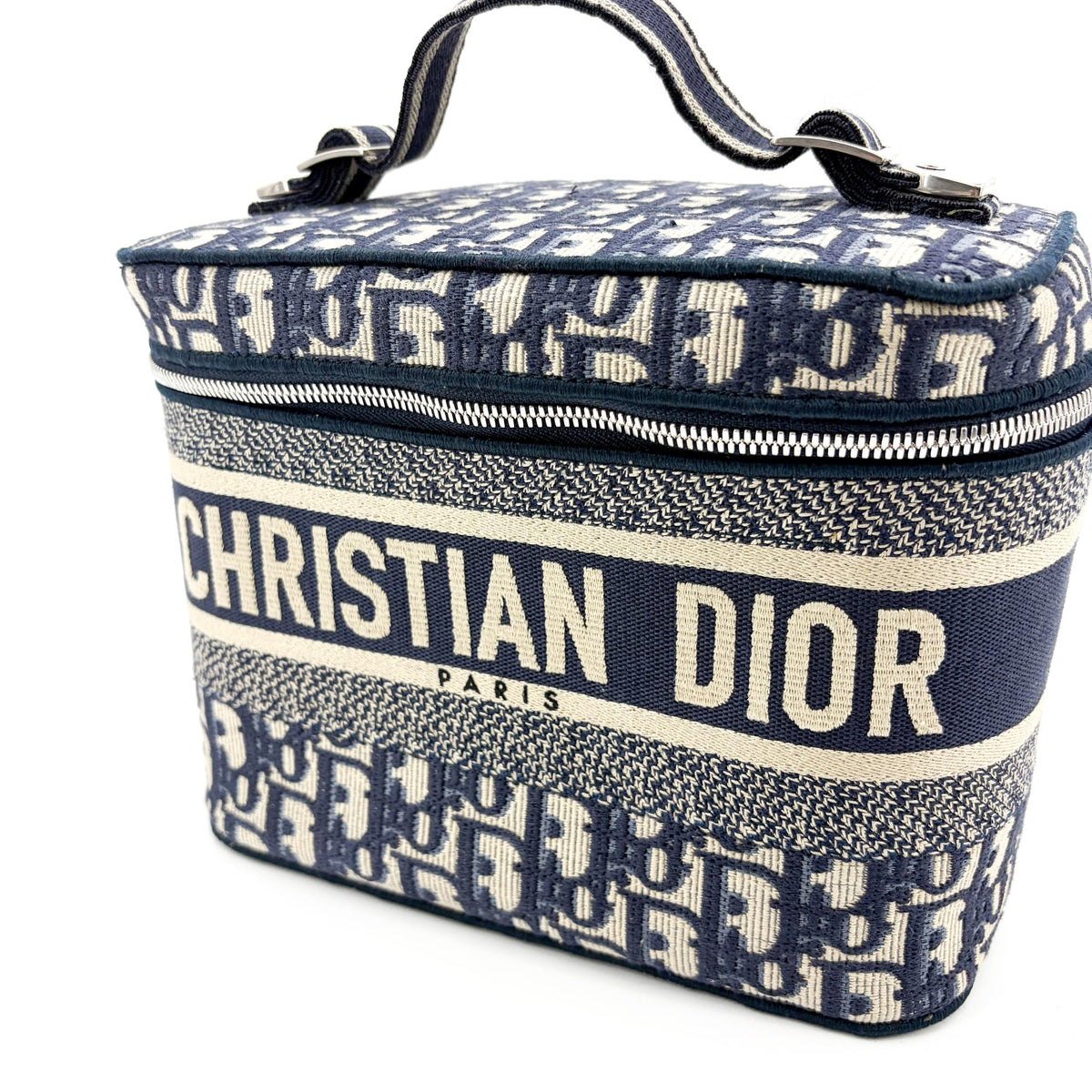 Christian Dior DiorTravel Vanity Case Oblique Canvas, Navy, Canvas, Handbag