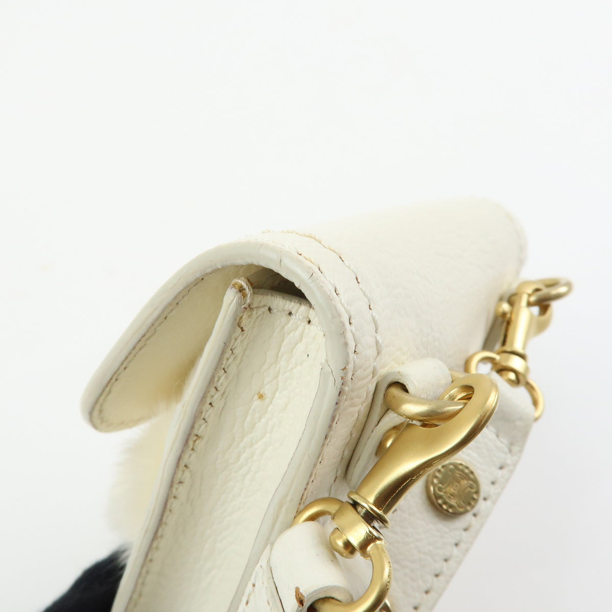 Celine Triomphe Leather, Beige, Leather, Shoulder Bag