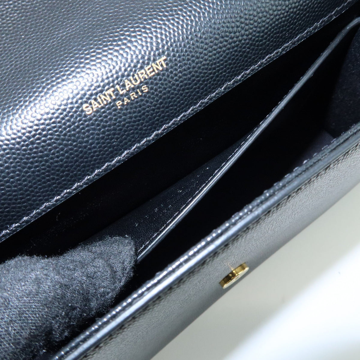 Saint Laurent Classic Monogram Leather, Black, Leather, Crossbody Bag