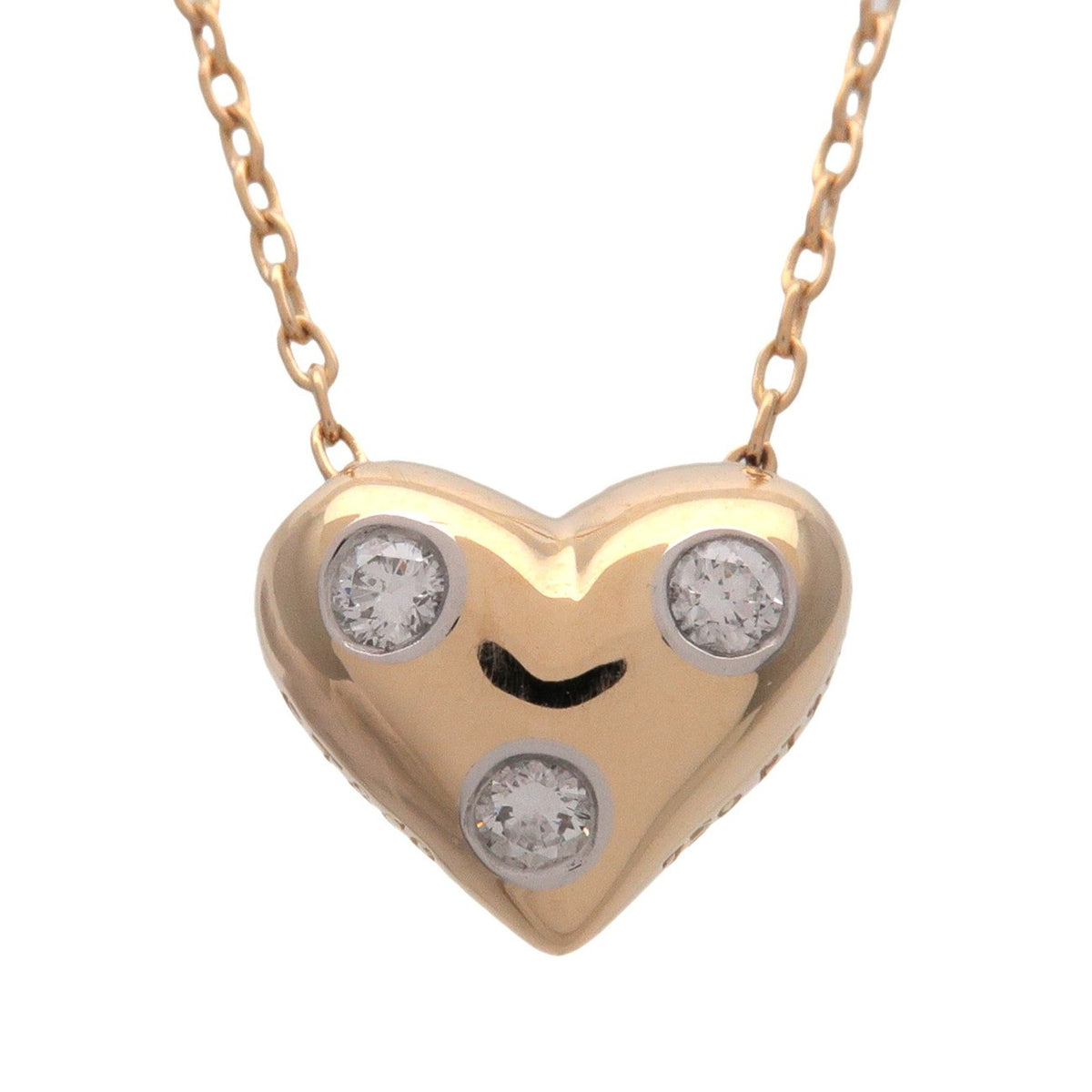Tiffany & Co. Etoile Heart 3 Diamond Pendant 18K Yellow Gold with Platinum and Diamonds, Gold, Yellow Gold, Necklace
