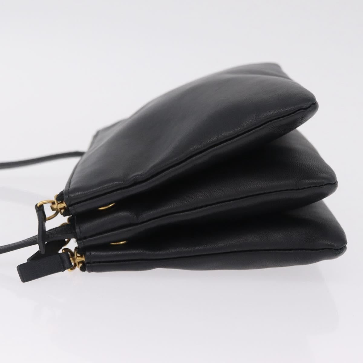 Celine Trio Leather, Black, Leather, Crossbody Bag