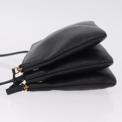 Celine Trio Leather, Black, Leather, Crossbody Bag