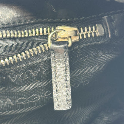 Prada Shoulder Bag Leather, Black, Nylon, Shoulder Bag
