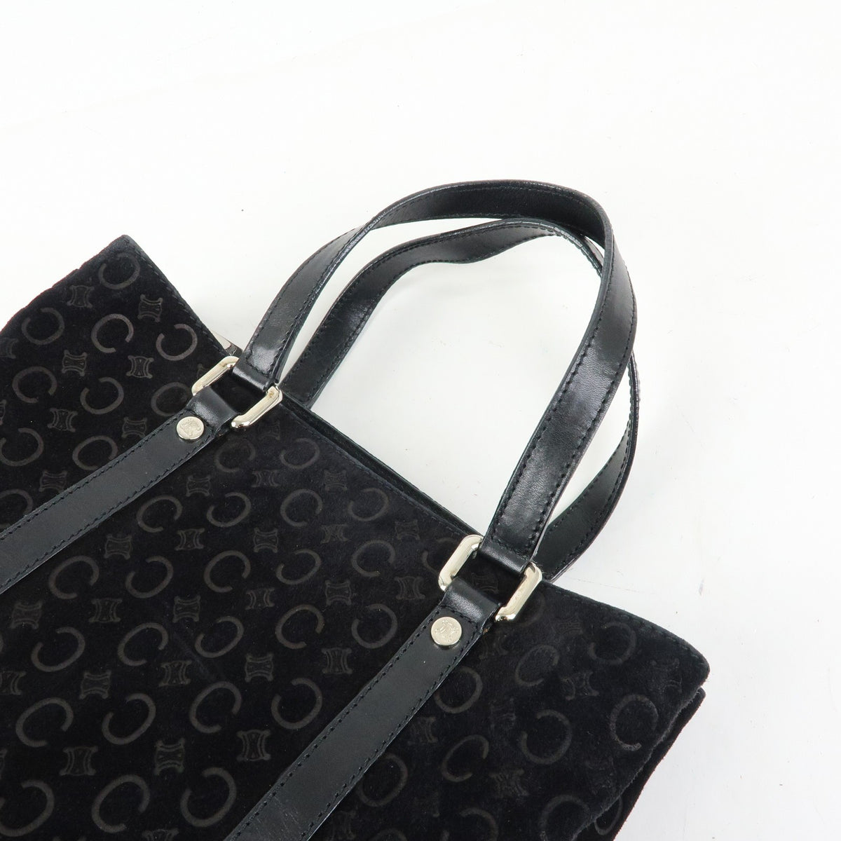 Celine C Macadam Tote PVC leather/ Macadam canvas, Black, Suede, Shoulder Bag