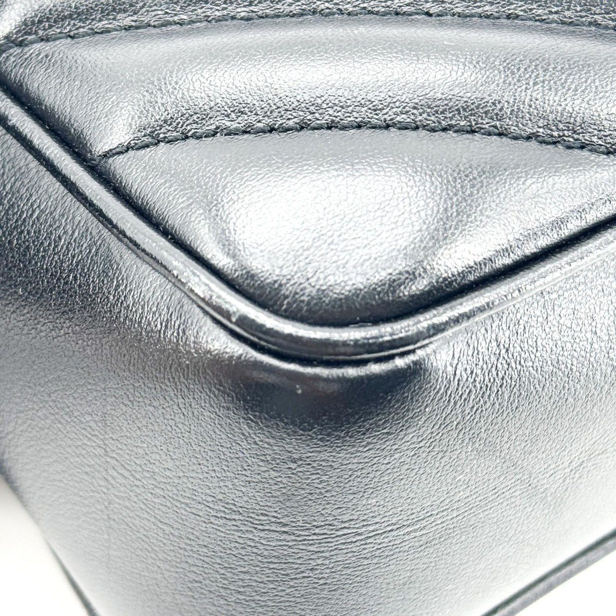 Saint Laurent Lou Camera Matelasse Chevron Leather, Black, Calfskin, Handbag