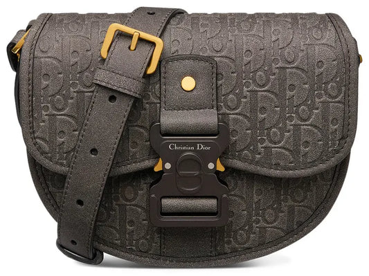 Christian Dior Gallop Flap Messenger Bag Oblique Canvas, Gray, Canvas, Shoulder Bag