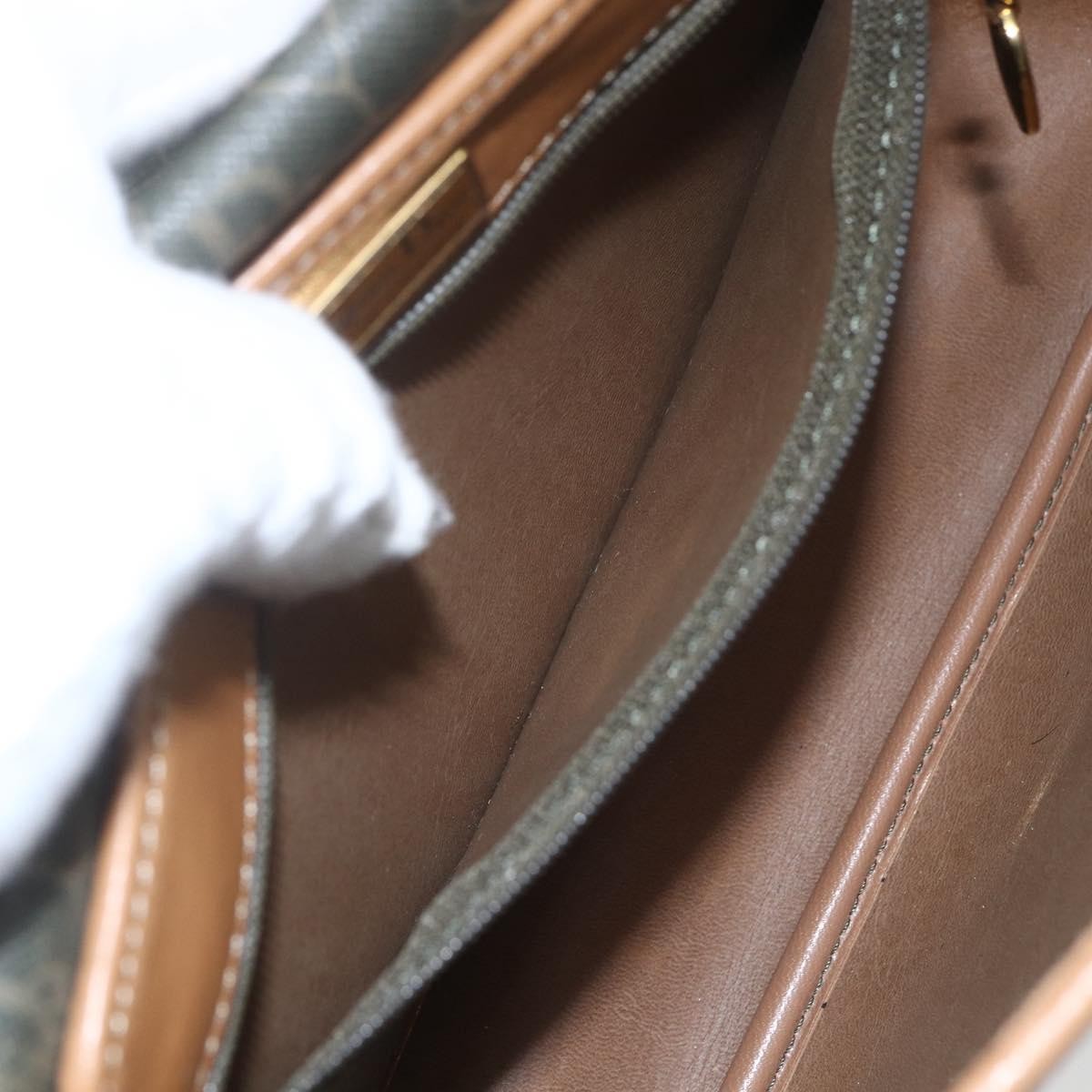 Christian Dior Vintage Honeycomb Flap Canvas and Leather, Khaki, Canvas, Shoulder Bag