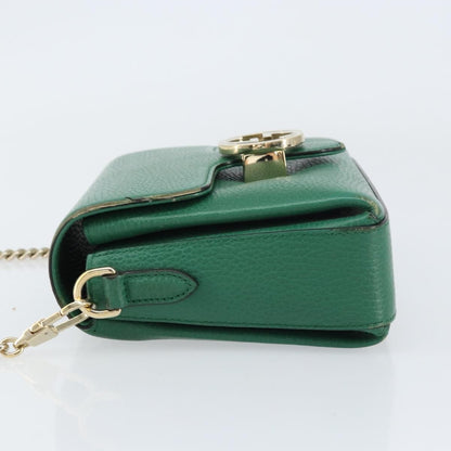 Gucci Interlocking Chain Leather, Green, Leather, Shoulder Bag