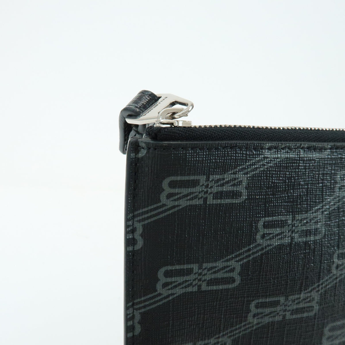 Balenciaga Signature Pouch Monogram PVC Leather, Black, Canvas, Clutch