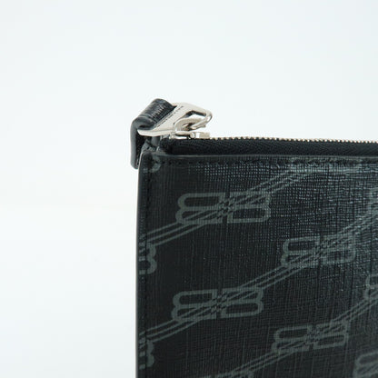Balenciaga Signature Pouch Monogram PVC Leather, Black, Canvas, Clutch
