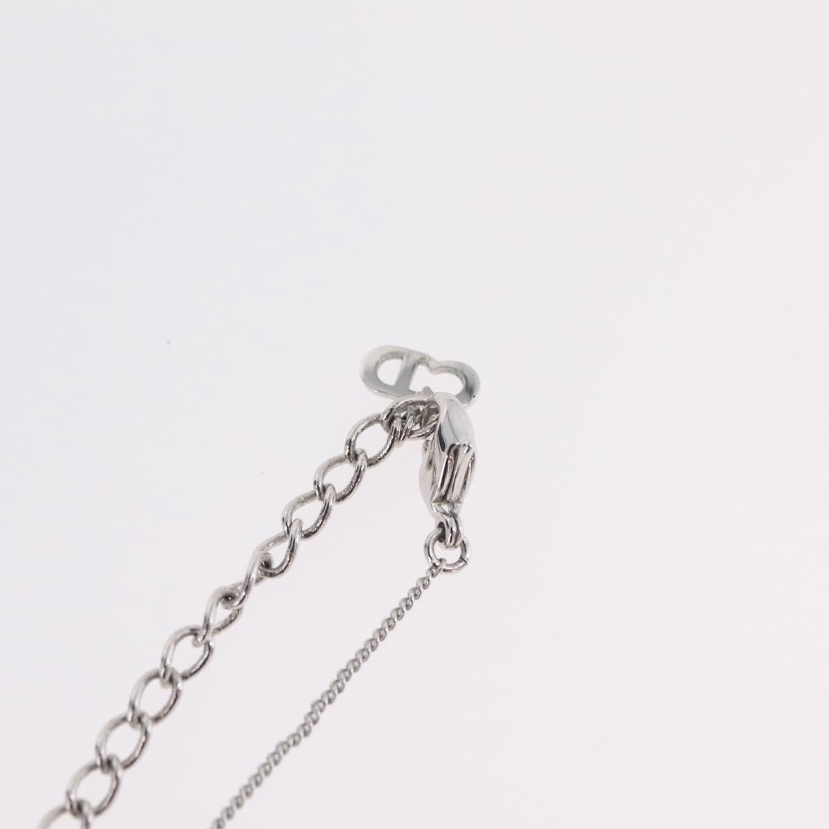 Christian Dior Vintage Logo Pendant Metal, Silver, Metal, Necklace