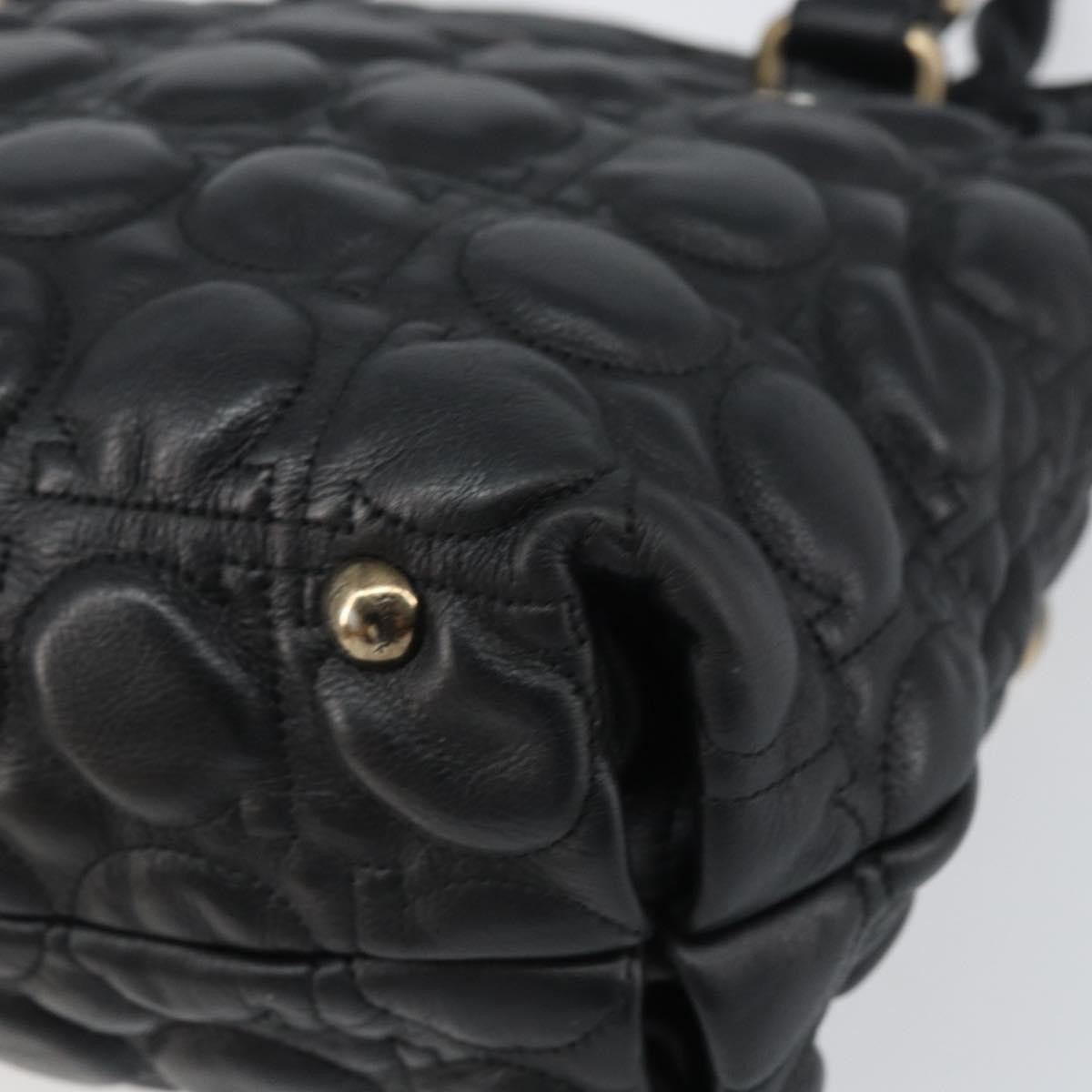 Salvatore Ferragamo Gancini Leather, Black, Leather, Handbag