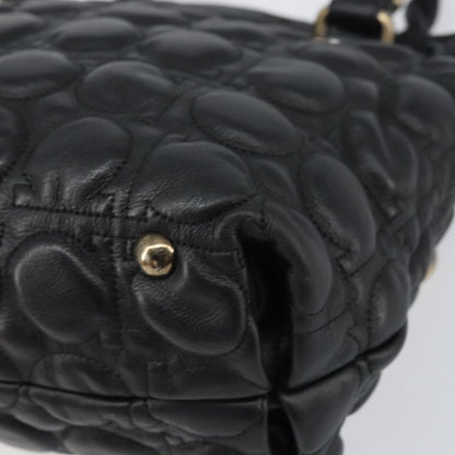 Salvatore Ferragamo Gancini Leather, Black, Leather, Handbag