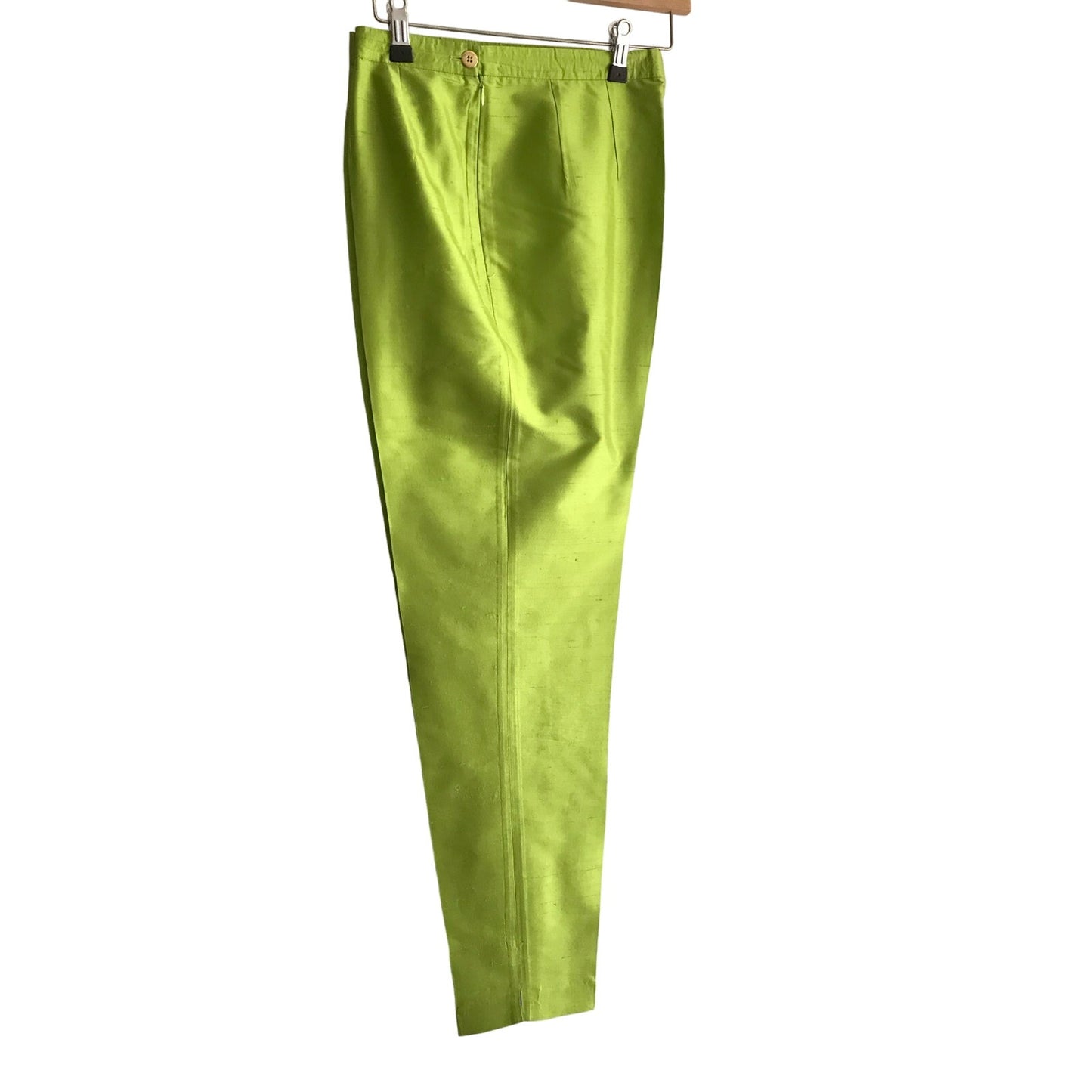 Trussardi Suit Jacket Pants Set L-XL Lime Green Silk