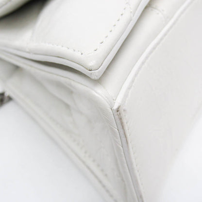 Balenciaga Crush Chain Flap Quilted Crushed Calfskin, White, Leather, Handbag