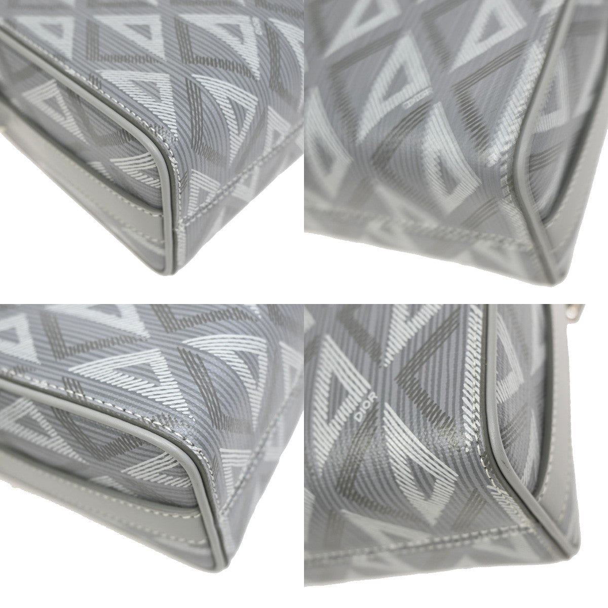 Christian Dior Lingot Messenger CD Diamond Coated Canvas, Gray, Canvas, Handbag