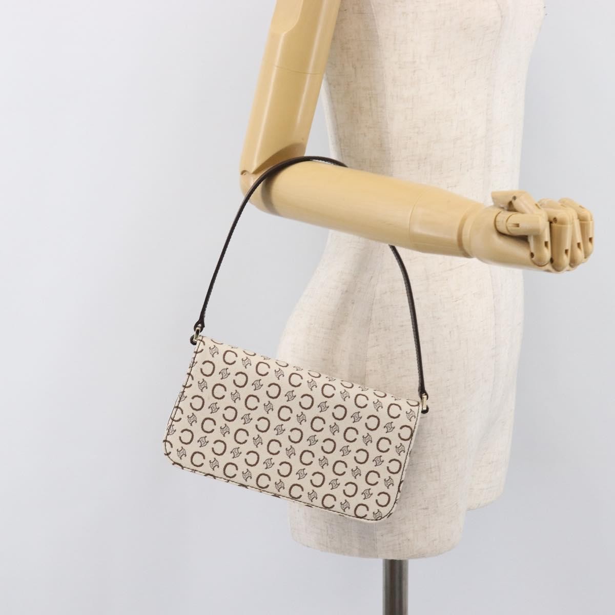 Celine C Macadam Shoulder Canvas, Beige, Canvas, Handbag