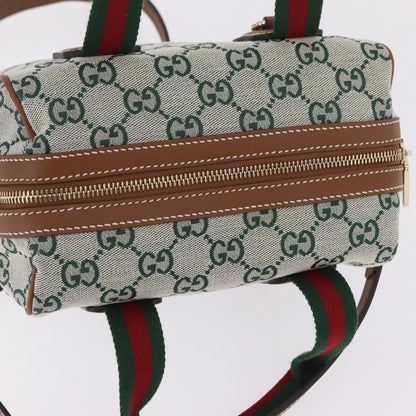 Gucci Web Boston GG Canvas, Green, Canvas, Handbag