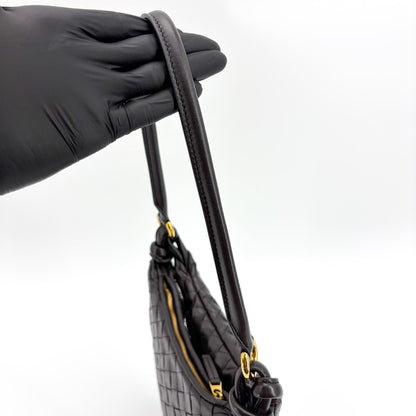 Bottega Veneta Gemelli Intrecciato Leather, Black, Leather, Shoulder Bag