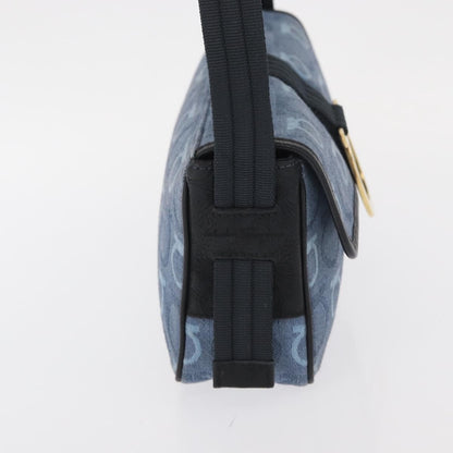 Salvatore Ferragamo Gancini Canvas, Navy, Canvas, Shoulder Bag
