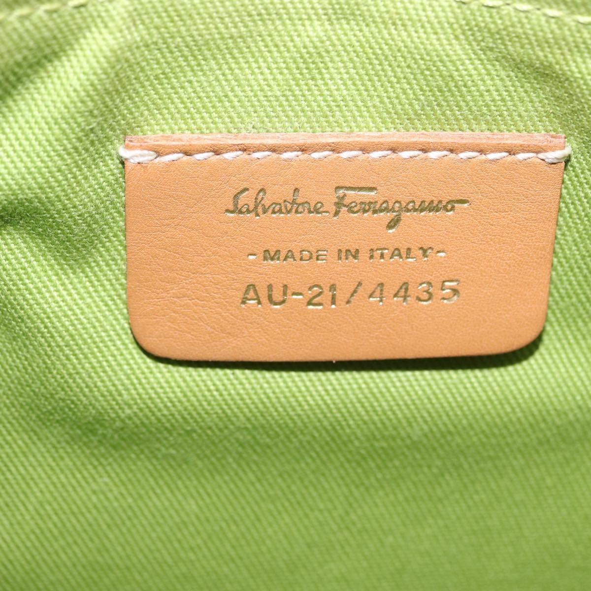 Salvatore Ferragamo Gancini Canvas and Leather, White, Canvas, Clutch