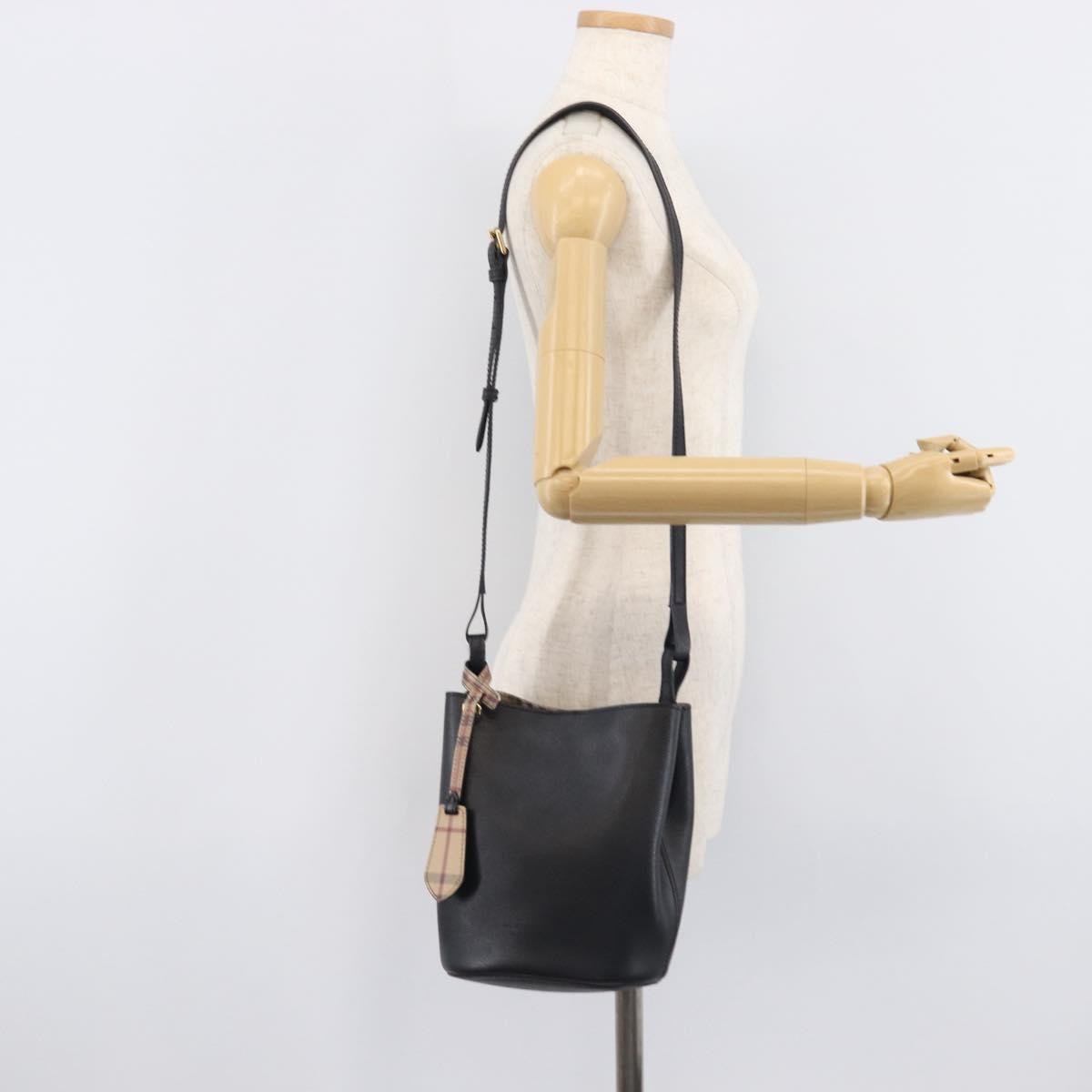Burberry Lorne Bucket Leather, Black, Leather, Handbag