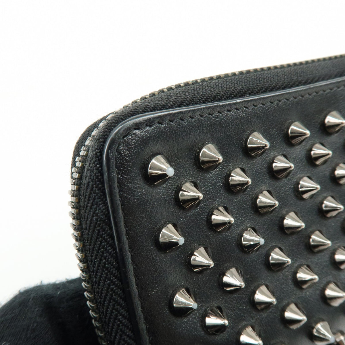 Christian Louboutin Panettone Coin Purse Spiked Leather, Black, Leather, Wallet