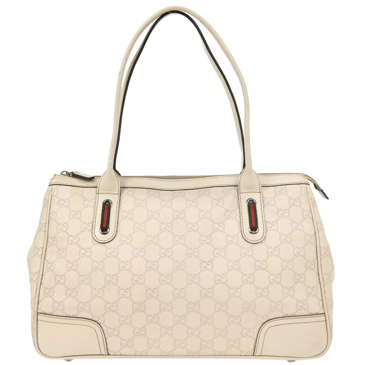 Gucci Princy Zip Tote GG Canvas and leather, White, Leather, Tote Bag