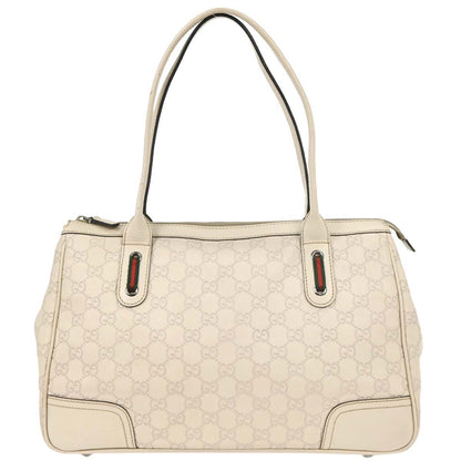 Gucci Princy Zip Tote GG Canvas and leather, White, Leather, Tote Bag