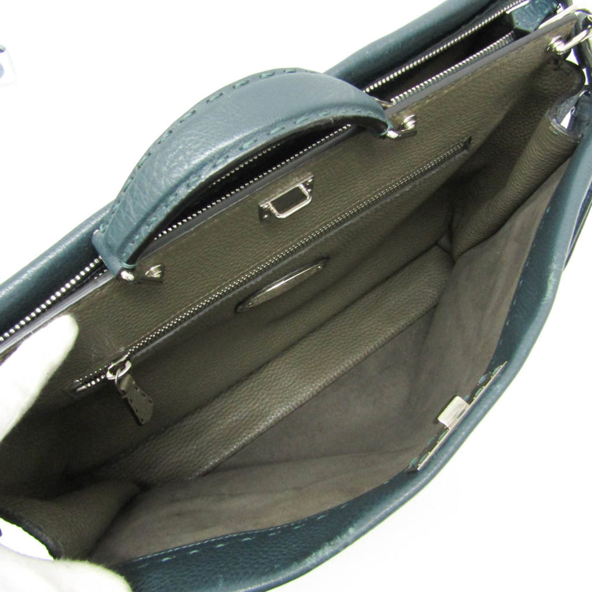 Fendi Monster Selleria Peekaboo Leather, Green, Leather, Handbag