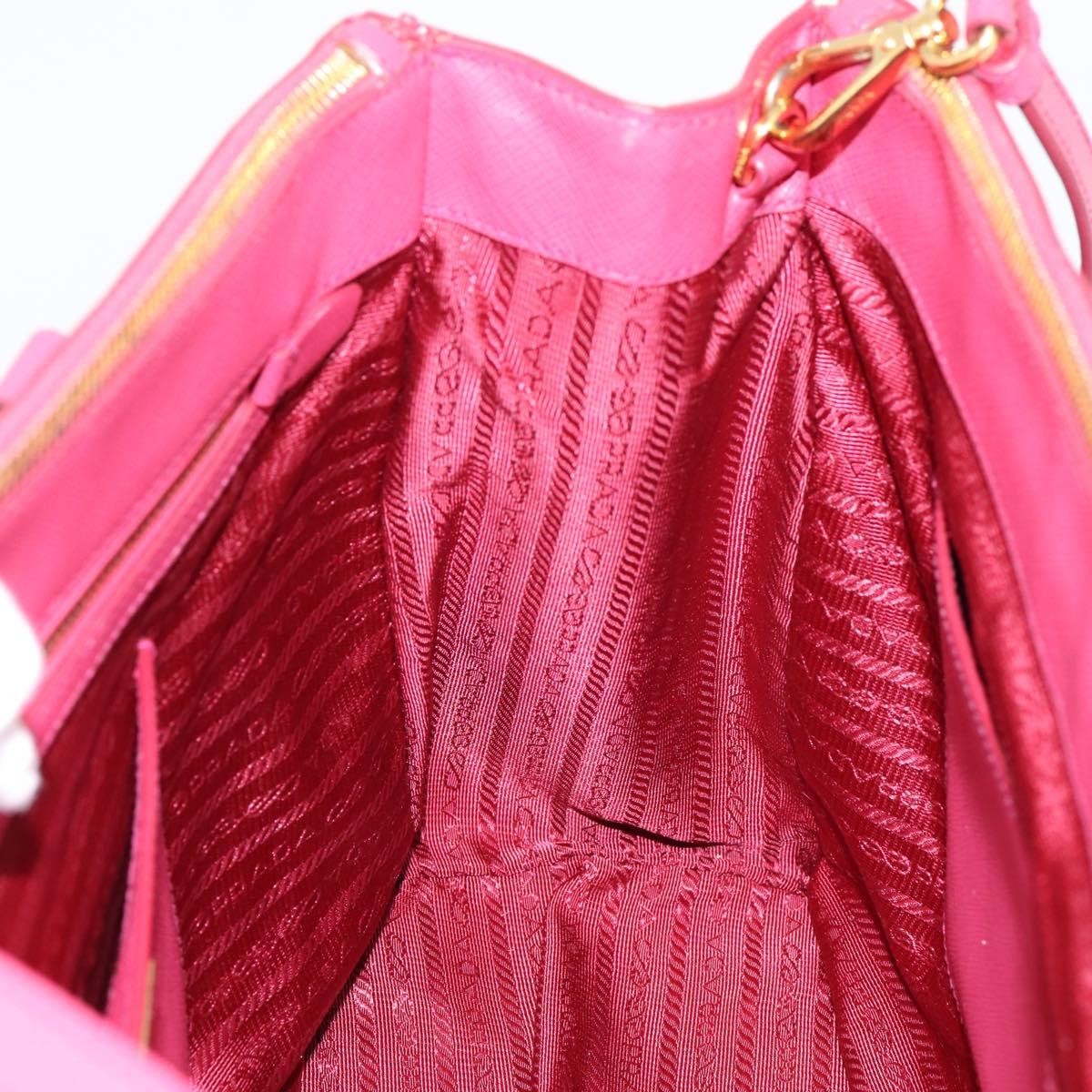 Prada Galleria Double Zip Saffiano Leather, Pink, Leather, Tote Bag