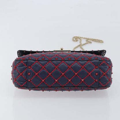 Valentino Garavani Rockstud Spike Flap Quilted Leather, Navy, Leather, Shoulder Bag