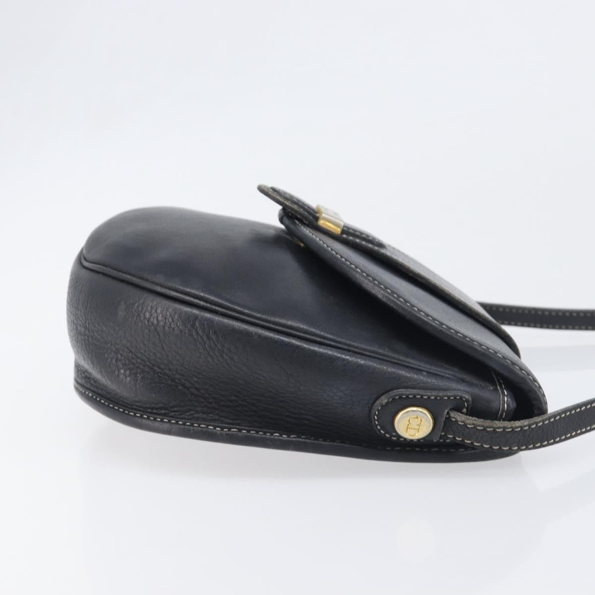 Christian Dior Vintage CD Logo Leather, Navy, Leather, Shoulder Bag