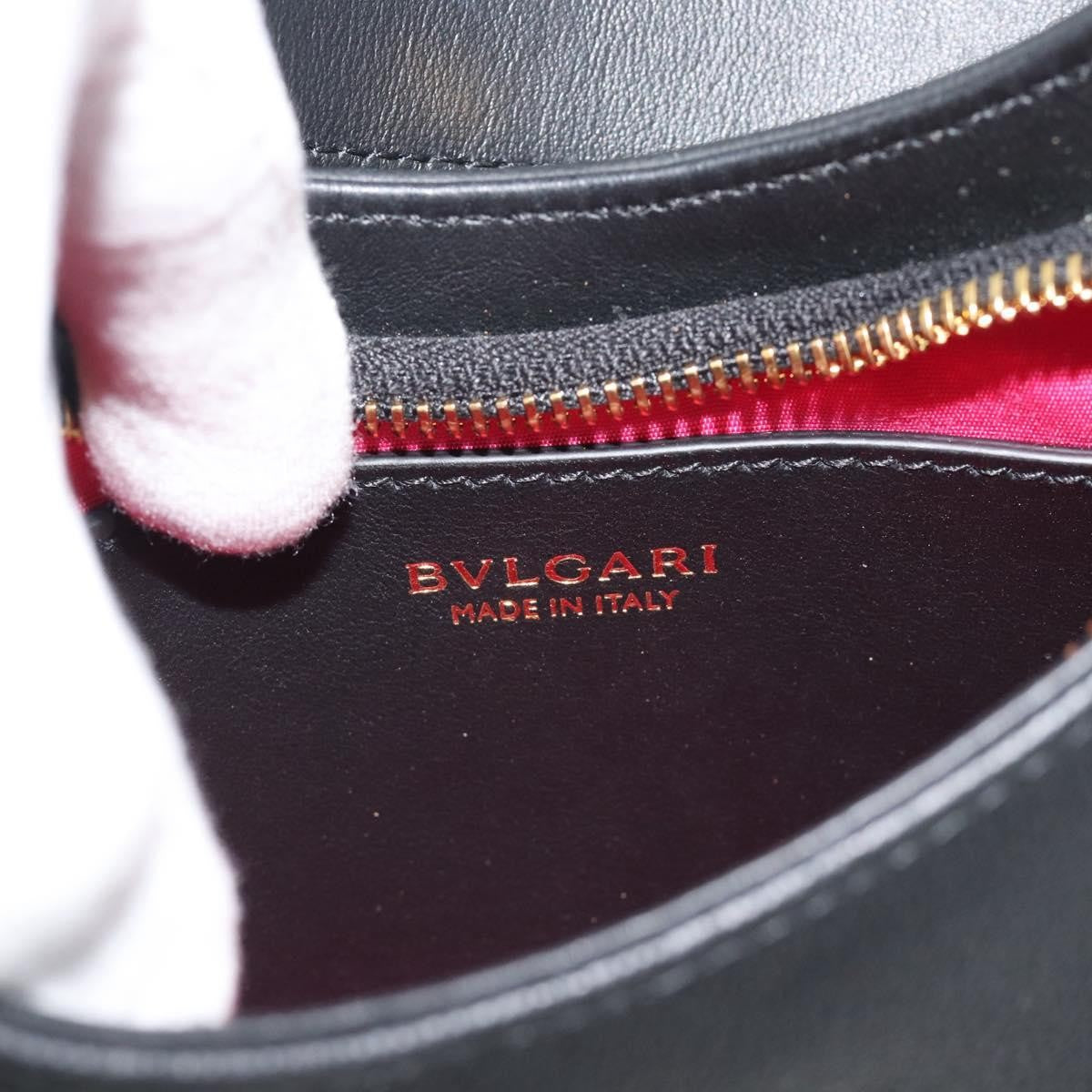 Bvlgari Serpenti Ellipse Leather, Black, Leather, Shoulder Bag