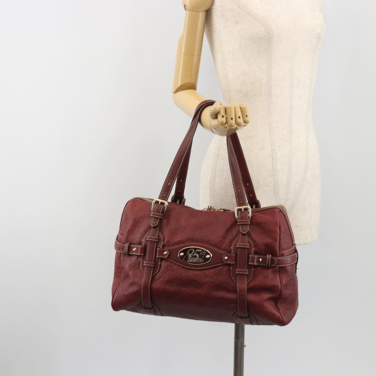 Gucci 85th Anniversary Boston Guccissima Leather, Red, Leather, Shoulder Bag