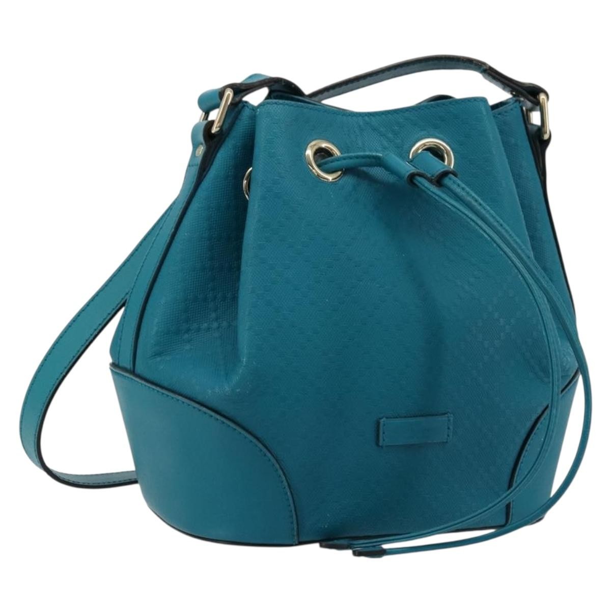 Gucci Bright Bucket Diamante Leather, Blue, Leather, Shoulder Bag