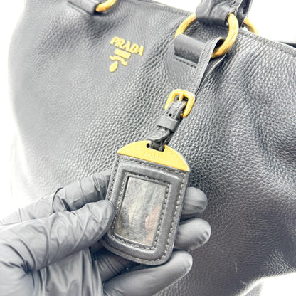 Prada Vitello Daino Leather, Black, Leather, Shoulder Bag