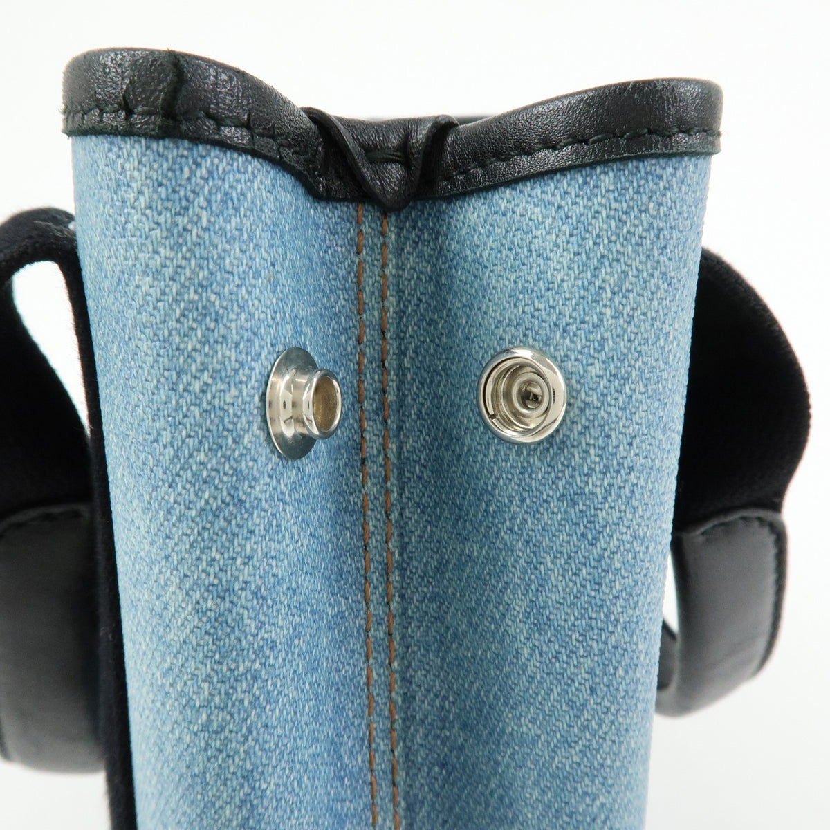 Balenciaga Navy Cabas Coated Denim with Leather, Blue, PVC, Tote Bag