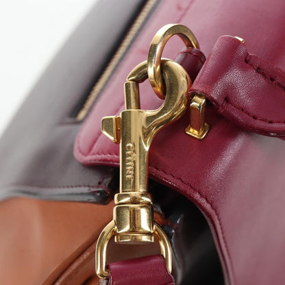 Celine Tricolor Trapeze Leather, Burgundy, Leather, Handbag